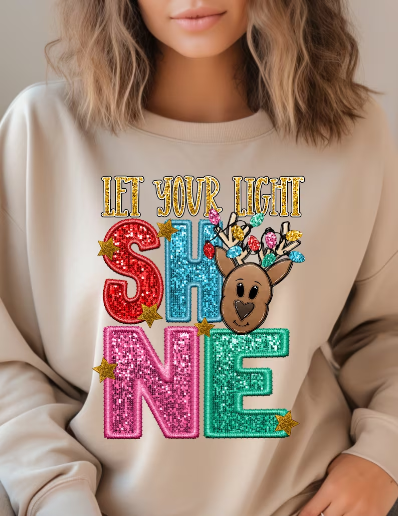 Glitter Christmas Print Sweatshirt