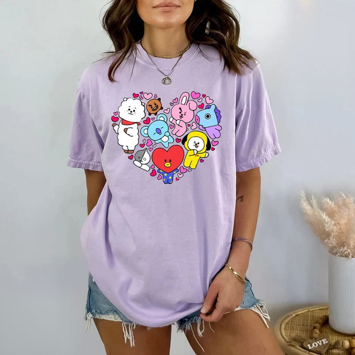 BT21 Heart Shirt, Bangtan Boy T-shirt