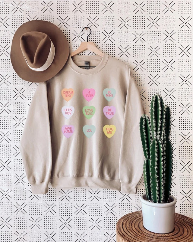 Valentines Day Sweatshirt, Candy Heart sweatshirt