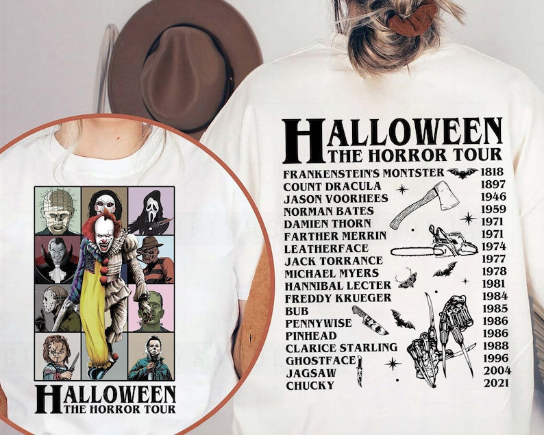 Two-sided Vintage Halloween Characters T-shirt