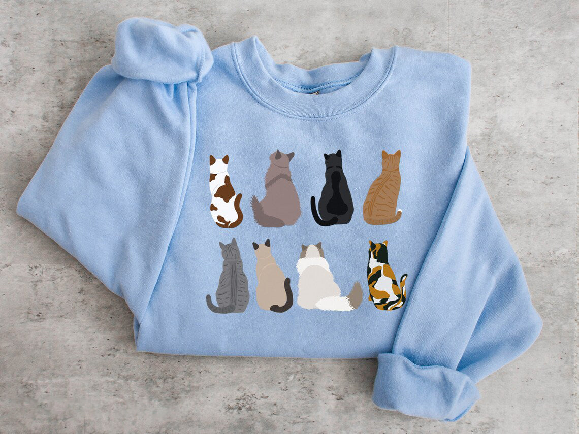 Cats Printed Crewneck Sweatshirt