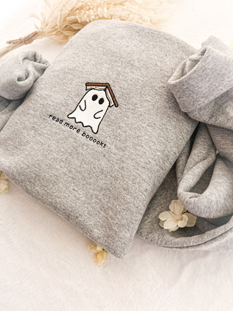 Embroidered Ghost Book Sweatshirt